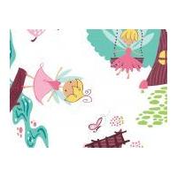 Camelot Fabrics Fairyville Pixie Town Quilting Fabric White