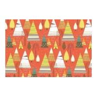 Camelot Fabrics Let's Go Teepees Poplin Quilting Fabric Orange