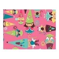 Camelot Fabrics Fairyville Gnomes Quilting Fabric Pink