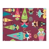Camelot Fabrics Fairyville Gnomes Quilting Fabric Burgundy