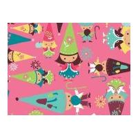 Camelot Fabrics Fairyville Gnomes Quilting Fabric Pink