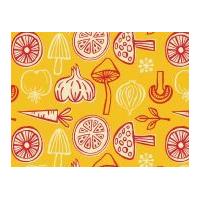 Camelot Fabrics What's Cookin' Veggies Quilting Fabric Mustard