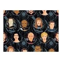 Camelot Fabrics Star Trek The Next Generation Quilting Fabric Badgers Black