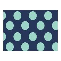 Camelot Fabrics Singin\' the Blues Jumbo Dots Poplin Quilting Fabric Navy & Mint