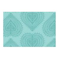 Camelot Fabrics Love Letters Hearts Poplin Quilting Fabric Aqua