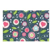 Camelot Fabrics Love Letters Floral Poplin Quilting Fabric Midnight