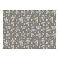 Camelot Fabrics Wildflowers Daisy Poplin Quilting Fabric Grey