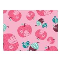Camelot Fabrics Fairyville Apple Houses Quilting Fabric Light Pink