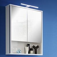 Carla Mirrored Wall Cabinet In White And High Gloss Fronts LED