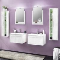 Campus Bathroom Set 4 In White With High Gloss Fronts And LED