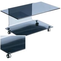 Cascade Bent Glass TV Stand In Grey With Wheels