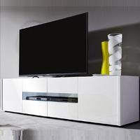 Cannes LCD TV Stand In White Gloss With 4 Doors And LED Lighting