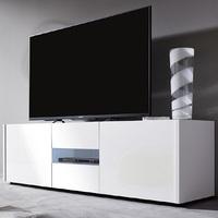 Cannes Wide LCD TV Stand In White Gloss With 3 Doors And LEDs