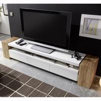 Caddy TV Stand In Matt White And Knotty Oak With 3 Drawers