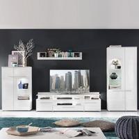 Callum Living Room Set 2 In White With Gloss Fronts And LED