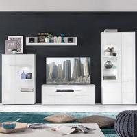 Callum Living Room Set 1 In White With Gloss Fronts And LED