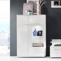 Callum Small Display Cabinet In White High Gloss Fronts And LED