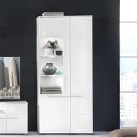 Callum Display Cabinet In White With High Gloss Fronts And LED