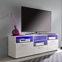 Caplan TV Stand In White With High Gloss Fronts And LED