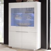 Canberra Display Cabinet In White Glass Top And High Gloss