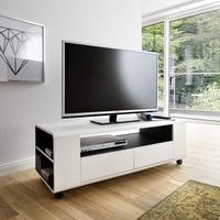 Catelyn TV Stand in Matt White And Anthracite With Castors