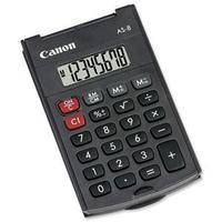 Canon AS-8 Calculator Handheld Battery-power 8 Digit 3 Memory Keys Dark Grey