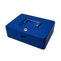 Cash Box (Blue) with Simple Latch and 2 Keys plus Removable 25cm Coin Tray