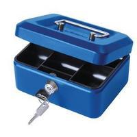 Cash Box (Blue) with Simple Latch and 2 Keys plus Removable 15cm Coin Tray