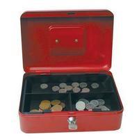 Cash Box (Red) with Simple Latch and 2 Keys plus Removable 25cm Coin Tray