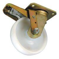 CASTOR, SWIVEL - MEDIUM DUTY 100mm DIA NYLON WHEEL & BRAKE