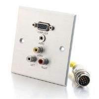 Cables To Go Rapidrun Single Gang Integrated Hd15 + 3.5mm + 3 X Rca Audio/video Wall Plate - Brushed Aluminum