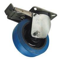 CASTOR, SWIVEL STAINLESS STEEL 100mm DIA RUBBER TYRED & BRAKE