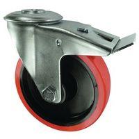 CASTOR, POLY. TYRED 100mm DIA. HOLE FIXING - SWIVEL BRAKED