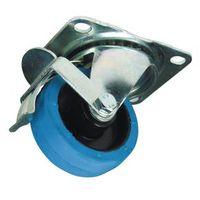 CASTOR, RUBBER TYRED 75mm DIA. SWIVEL PLATE FIXING - BRAKED