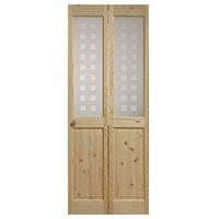 Canterbury Geo Knotty Pine 2 Lite Bifold Interior Door 78in x 30in x 35mm (1981 x 762mm)