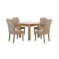 California Extending Round Dining Table and 4 Faux Suede Chairs