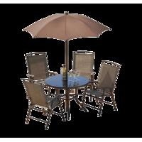 Cannes 4 Seat Patio Set with Parasol - Bronze