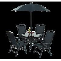 Cannes 4 Seat Patio Set with Parasol - Black