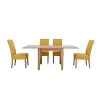 California Extending Flip Top Dining Table and 4 Fabric Dining Chairs