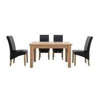 California Extending Rectangle Dining Table and 4 Faux Leather Chairs