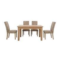 California Extending Rectangle Dining Table and 4 Faux Suede Chairs