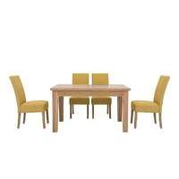 California Extending Rectangle Dining Table and 4 Fabric Dining Chairs