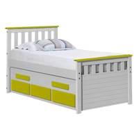 captains bergamo short guest bed single white and lime