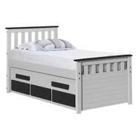 captains bergamo short guest bed single white and graphite