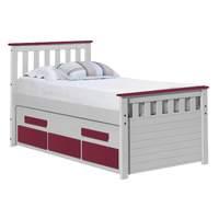 Captains bergamo short guest bed - Single - White and Fuchsia