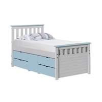 captains ferrara storage bed single white and baby blue