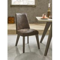 Cadell Aged Oak Upholstered Chair - Distressed Bonded Leather (Pair)