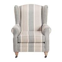 calluna striped fabric accent chair steel grey