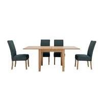 California Extending Flip Top Dining Table and 4 Fabric Dining Chairs