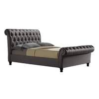 castello button sleigh fabric bed frame double grey